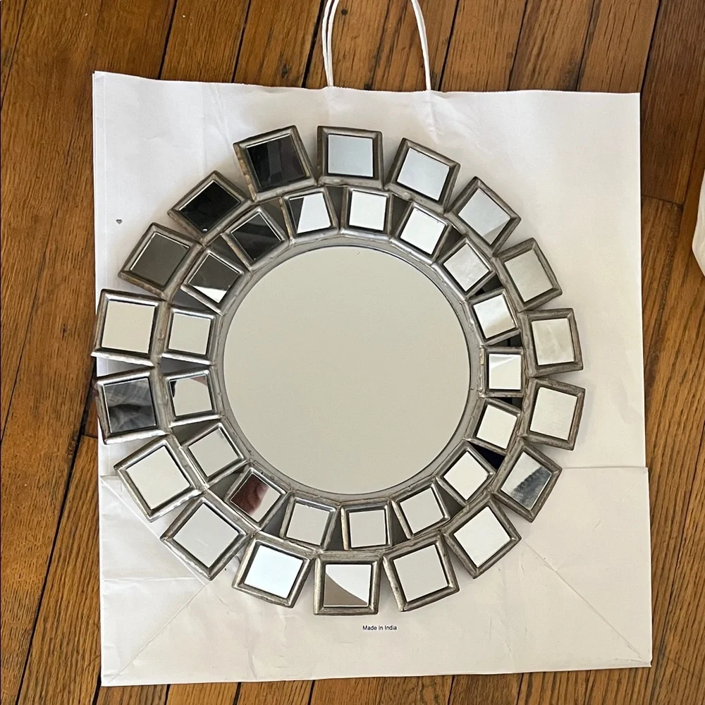 Modern Silver and Gold Geometric Wall Mirror
